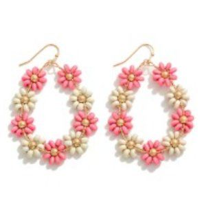 NWT Hoop pink/white/gold hook earrings